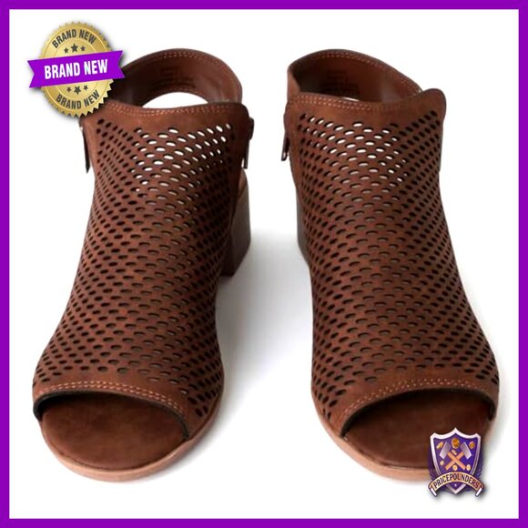 Peep Toe Low Block Heel Booties Vegan Leather Side Zipper